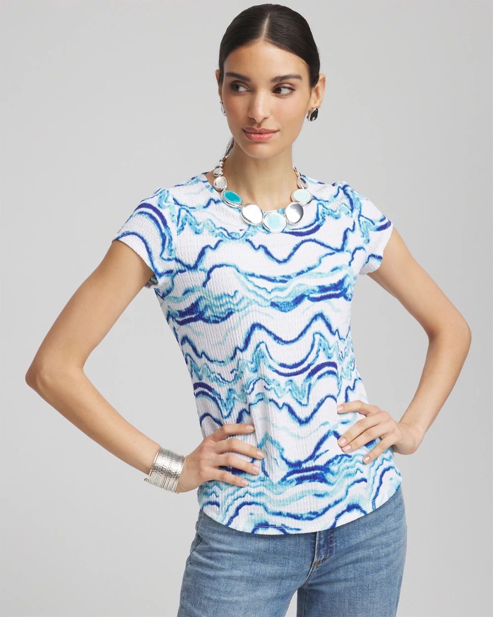トップス diosama Ocean Waves Cap Sleeve Dolman Tee | Chico's